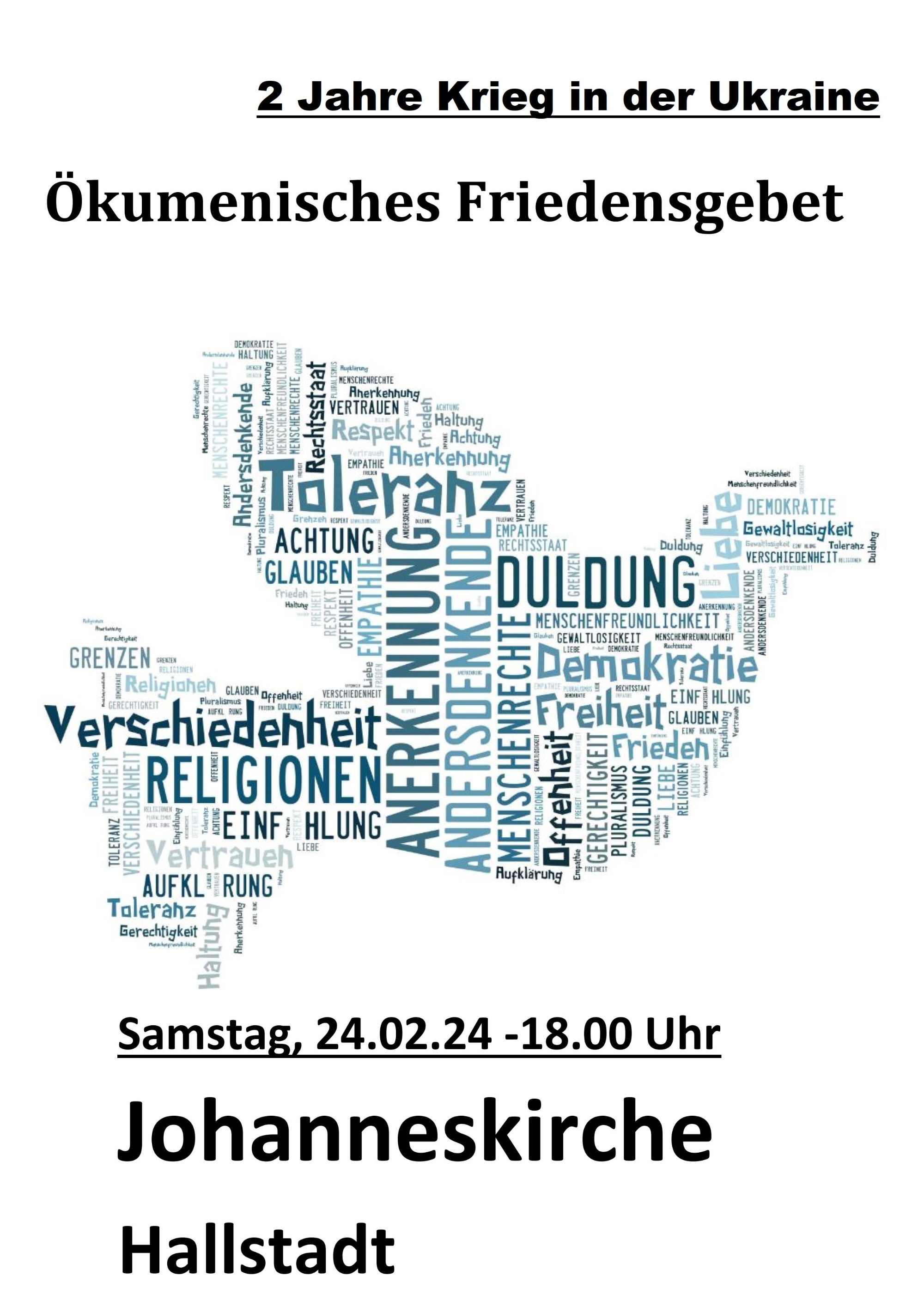 Freidensgebet in Hallstadt am 24.02.2024